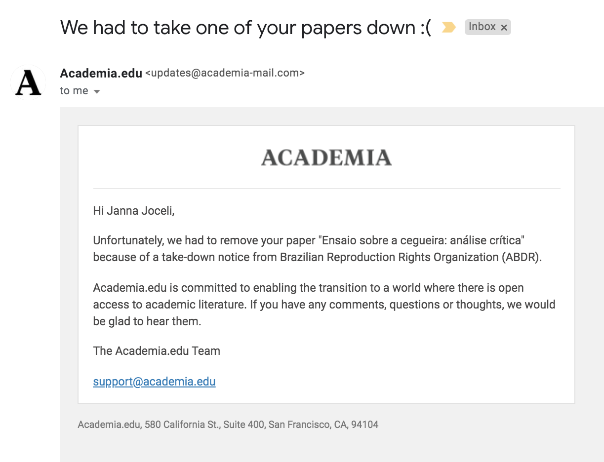 We had to take one of your papers down :(