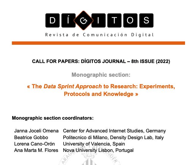 CFP: The Data Sprint Approach to Research: Experiments, Protocols and Knowledge